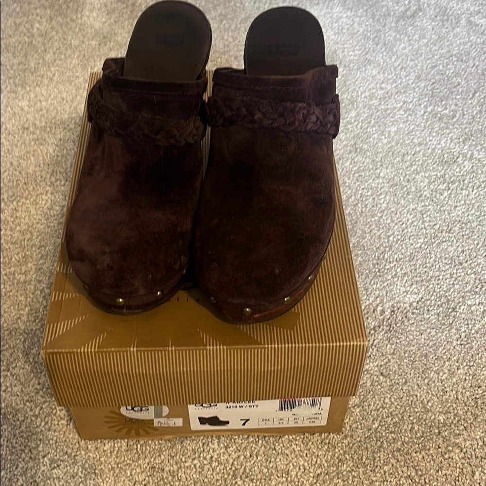UGG Women's Brown Suede Clogs
